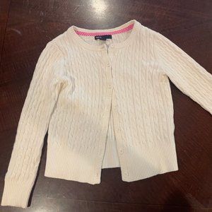 GAP Kids Girls Size Medium M White Cable Knit Button Down Classic Cardigan